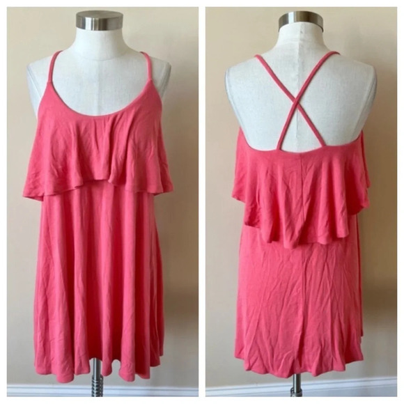 Free People beach tiered layered ruffle crisscrossed back dress 5910 - Picture 1 of 8